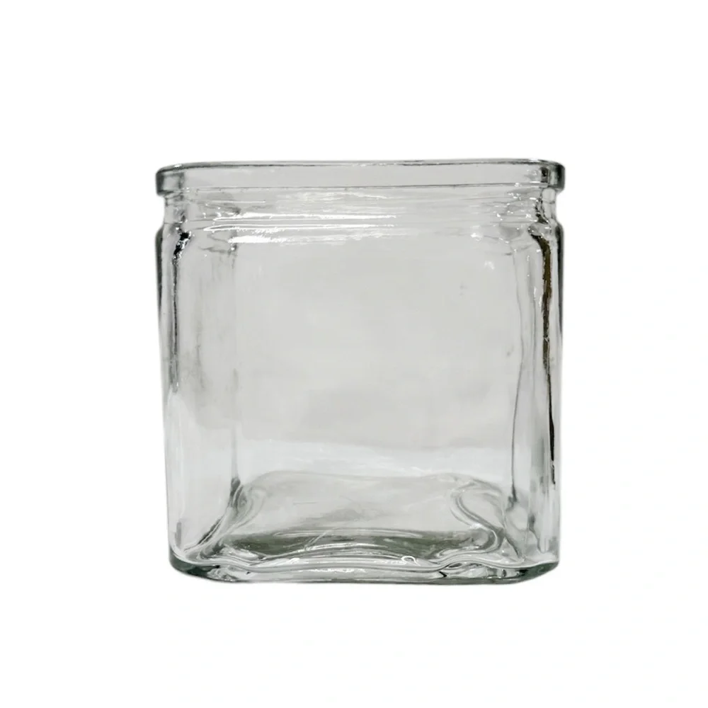 4.5” Square Smooth Glass Flower Vase Clear
